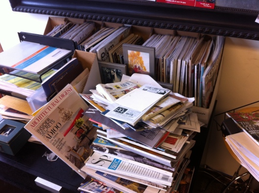 Just one of the corners of the office that houses the piles and piles of magazines! I can't fit all of them in one shot!