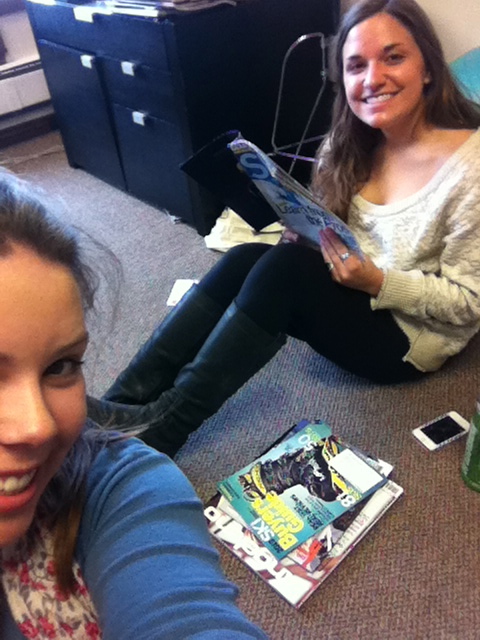 The other intern Sydney and I trying to get through the piles of magazines and brainstorm!