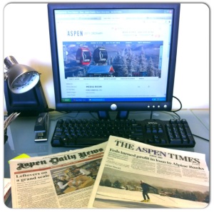 Starting my day with a media scan of the local papers, The Aspen Times and The Aspen Daily News.