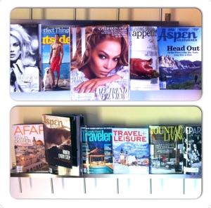 These magazines are my daily reading list! What a hard job....but it is actually very important for the clients!